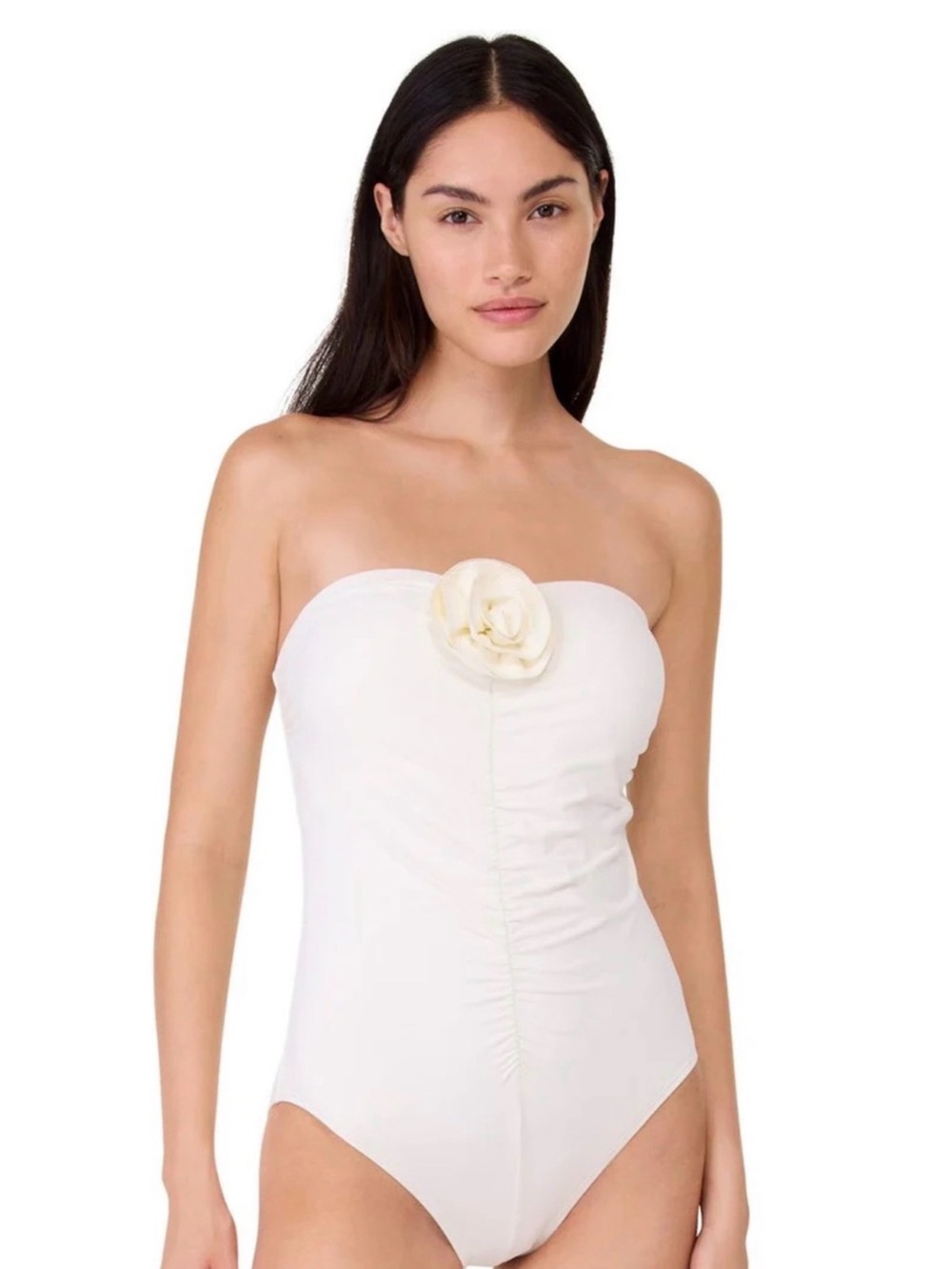 Kate Spade Bandeau One Piece Swimsuit In Cream Medium
